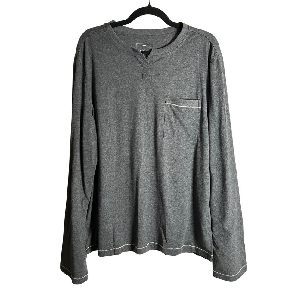 LAHGO by LUNYA Restore Long Sleeve Henley NEW $150 Gray Cotton Poly